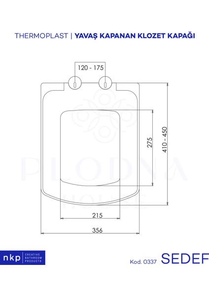 Plodna House Sedef Kare Yavaş Kapanan Klozet Kapağı