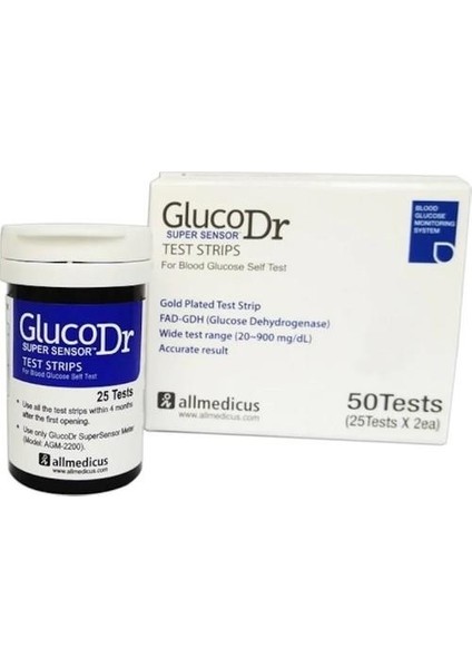 Gluco Dr Glucodr Seker Ölçüm Çubuğu 50 Adet X 5 Kutu