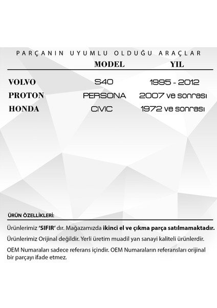 Volvo, Proton Persona, Honda Cıvıc Için Cam Kriko Motoları Sağ-Sol fiyatları