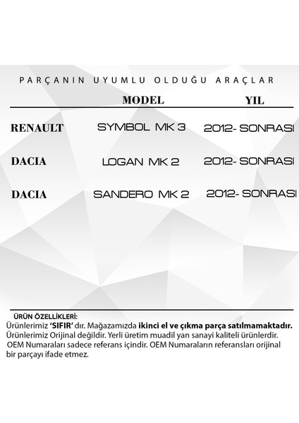 Alpha Auto Part Clio, Symbol, Dacia Sandero, Logan Için Ayna Sinyali Beyaz- Sağ