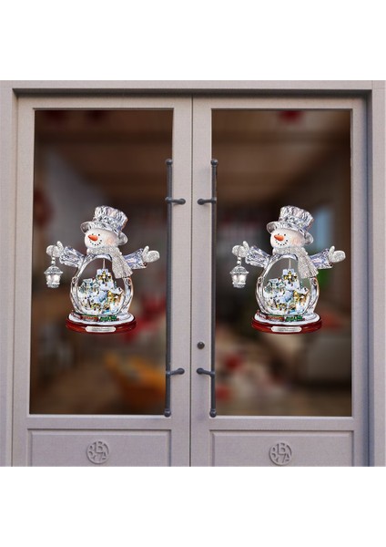 2 Adet Noel Çıkartmaları Pencere Camı Dekorasyonu Pvc Çıkartmalar (Yurt Dışından)