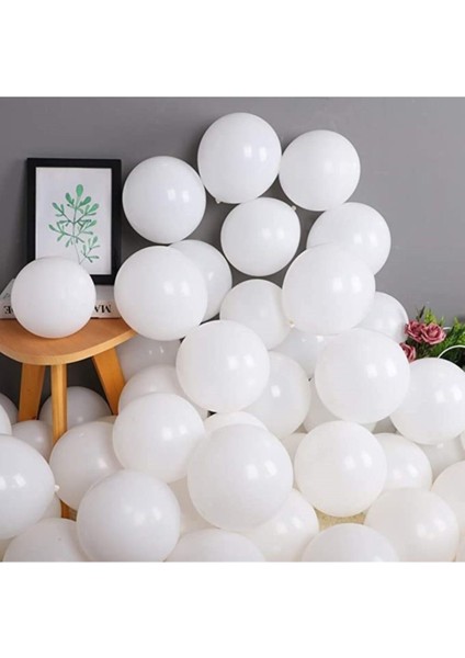 10 Adet Beyaz Metalik Balon