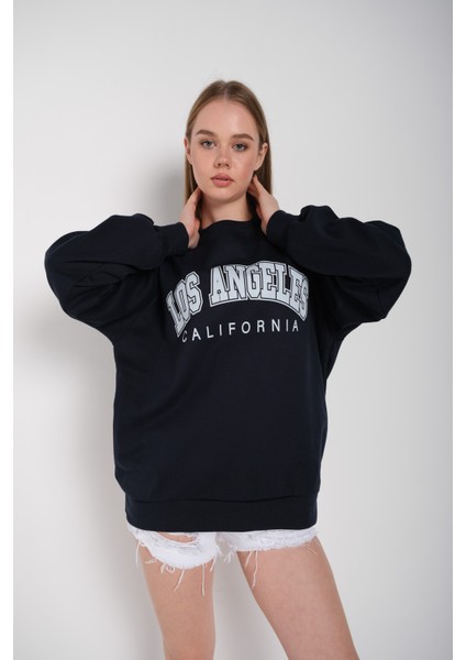 Kadın Los Angeles Baskılı Oversize Sweatshirt