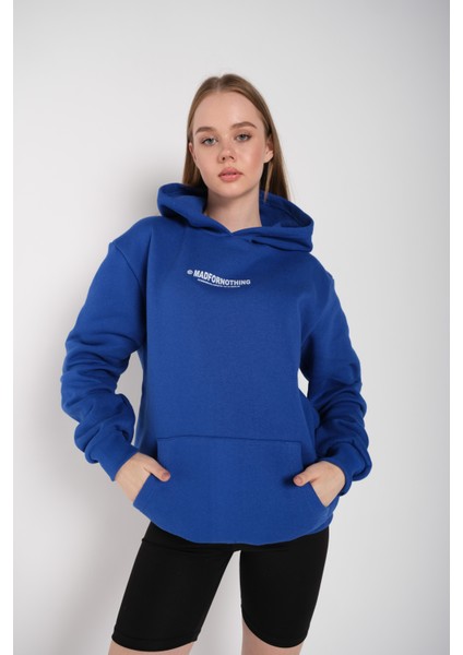 Kadın Mad For Nothing Baskılı Oversize Kapüşonlu Sweatshirt