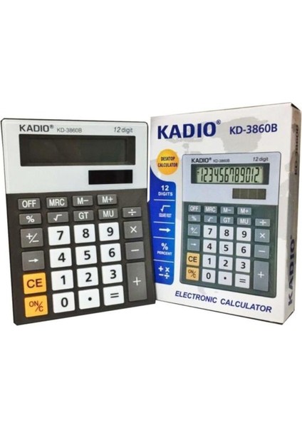 Kadıo 12 Haneli Masaüstü Hesap Makinesi KD-3860B Rahat Kullanışlı Büyük Tuşlu Net Rakam Pilli Hesap