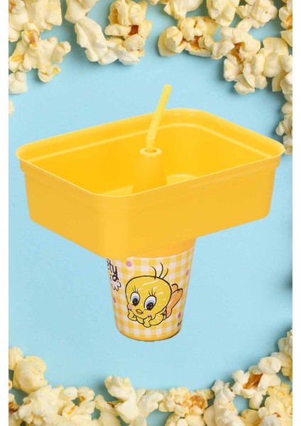 Tweety Köşeli Mısır Kovalı Pipetli Bardak