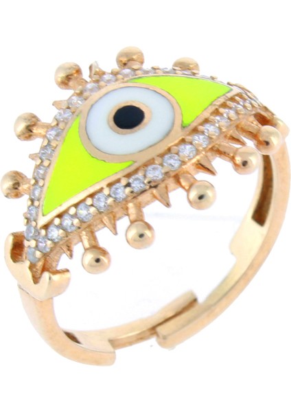 925 Ayar Gümüş Taş İşlemeli Mineli Göz Motifli Yüzük fiyatları