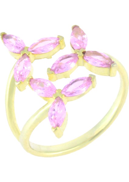 925 Ayar Gümüş Çiçek Tasarım Zirkon Taş Yüzük fiyatları