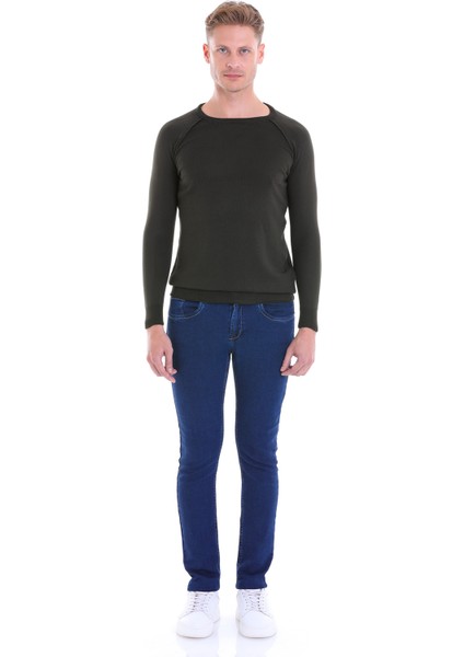 Haki Regular Fit Desenli V Yaka Yün Triko Kazak fırsatları