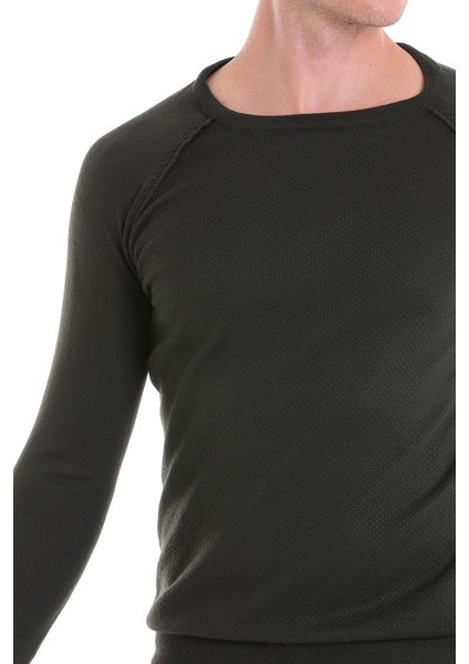 Haki Regular Fit Desenli V Yaka Yün Triko Kazak indirimleri