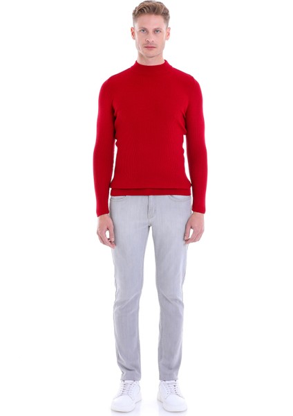 Kırmızı Regular Fit Düz Balıkçı Yaka Klasik Yün Triko Kazak fırsatları