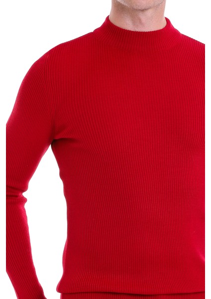 Kırmızı Regular Fit Düz Balıkçı Yaka Klasik Yün Triko Kazak indirimleri