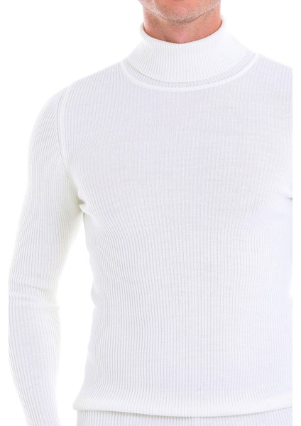 Ekru Regular Fit Düz Balıkçı Yaka Klasik Yün Triko Kazak indirimleri