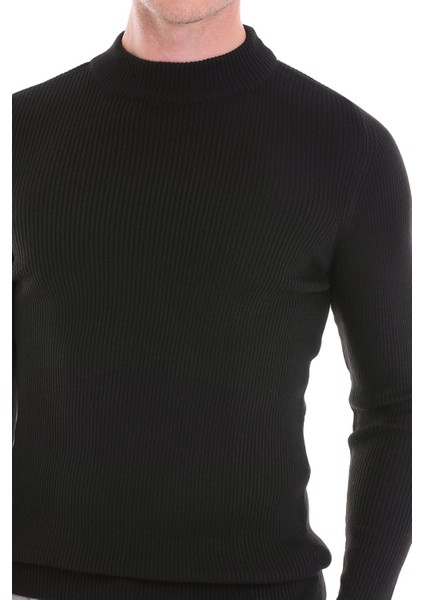 Siyah Regular Fit Düz Balıkçı Yaka Klasik Yün Triko Kazak indirimleri