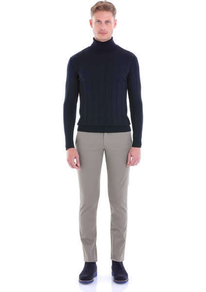 Lacivert Regular Fit Desenli Balıkçı Yaka Yün Triko Kazak fırsatları