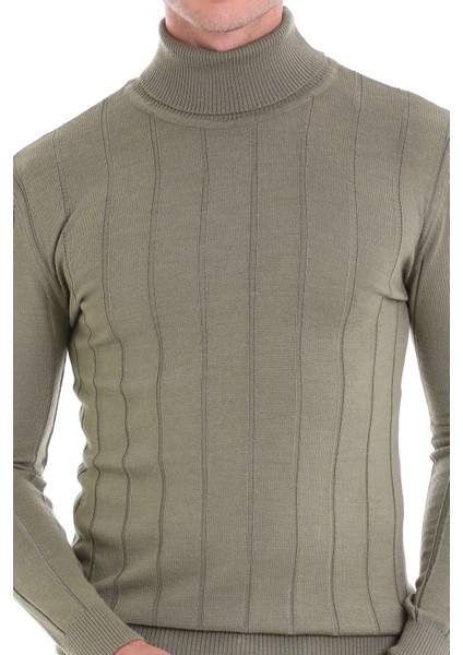 Yeşil Regular Fit Desenli Balıkçı Yaka Yün Triko Kazak indirimleri