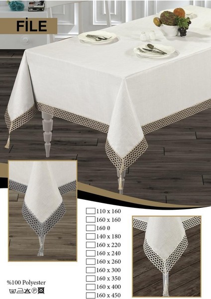 Nivemeshome File Gri 160 x 220 cm Masa Örtüsü Evlüks