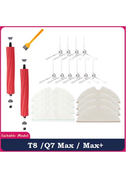 21 Adet Roborock T8/q7 Max/max+ Robot Süpürge Ayrılabilir Ana Yan Fırça Paspas Bezi Yedek Yedek Kit (Yurt Dışından)