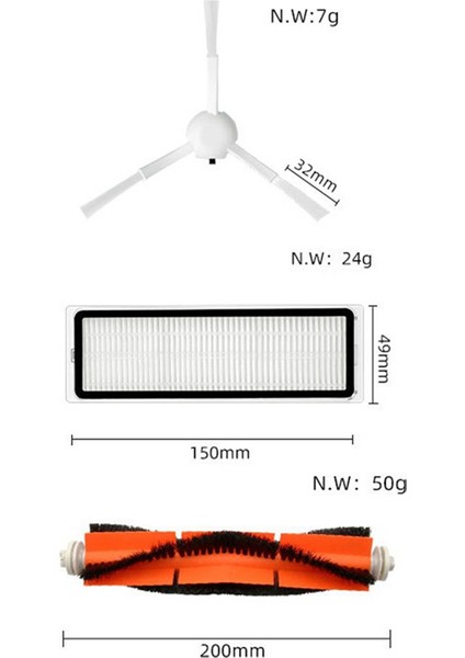 Xiaomi Mijia F9/1c/2c/1t Için Hepa Filtre Ana Yan Fırça Paspas Bezi (Yurt Dışından)