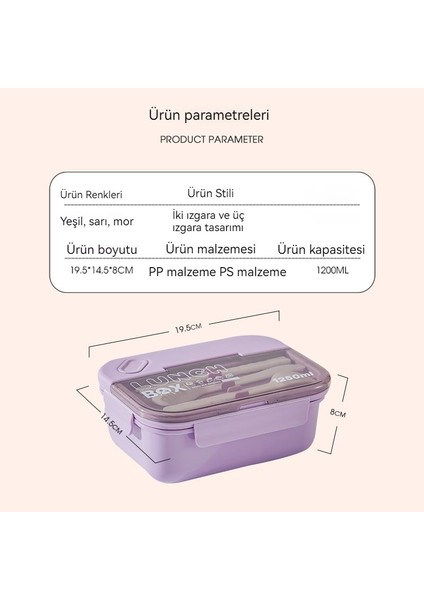 Iş/okul Portatif Öğle Yemeği Kutusu - Üç Bölmeli (Yurt Dışından)