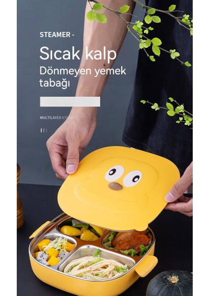 Sevimli Sarı Maymun Bento Kutusu - Üç Izgara (Yurt Dışından)