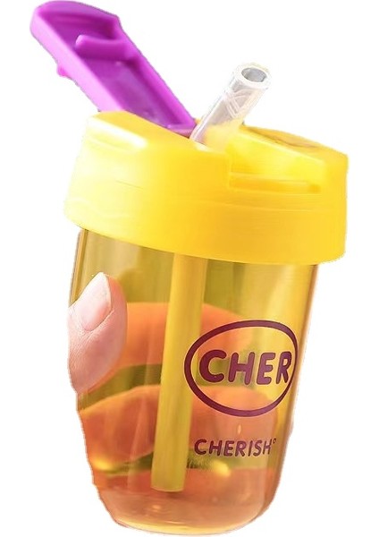 330ML Çocuk Öğrenci Tek Içecek Plastik Bardak Taşınabilir Hasır Bardak Sevimli Su Bardağı (Ücretsiz 3D Etiket) (Yurt Dışından)