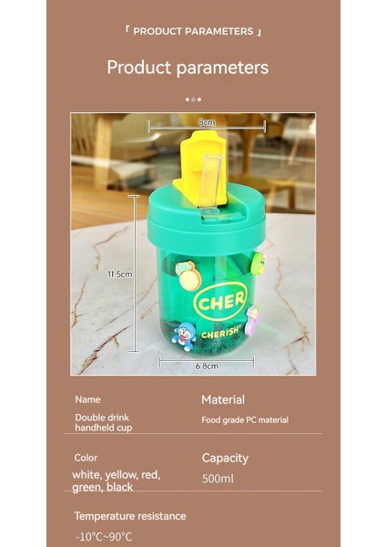 330ML Çocuk Öğrenci Tek Içecek Plastik Bardak Taşınabilir Hasır Bardak Sevimli Su Bardağı (Ücretsiz 3D Etiket) (Yurt Dışından)