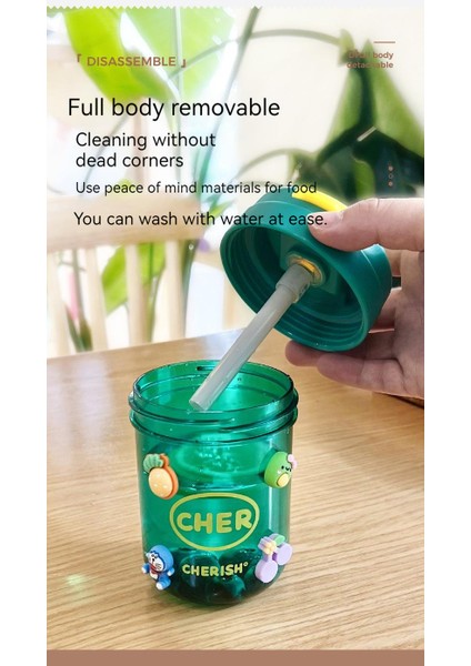 330ML Çocuk Öğrenci Tek Içecek Plastik Bardak Taşınabilir Hasır Bardak Sevimli Su Bardağı (Ücretsiz 3D Etiket) (Yurt Dışından)
