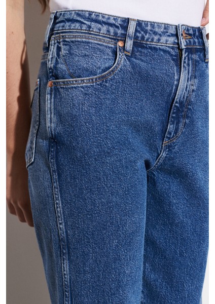 Kadın Mom Straight Fit Yüksek Bel Esnek Jean Kot Pantolon modelleri