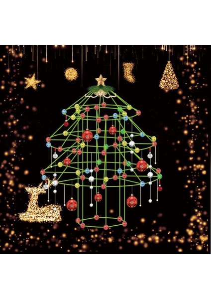 Çocuklar Dıy Noel Ağacı Yapı Taşları Oyuncak Işıkları ile Noel Süsleri Süslemeleri (Yurt Dışından)