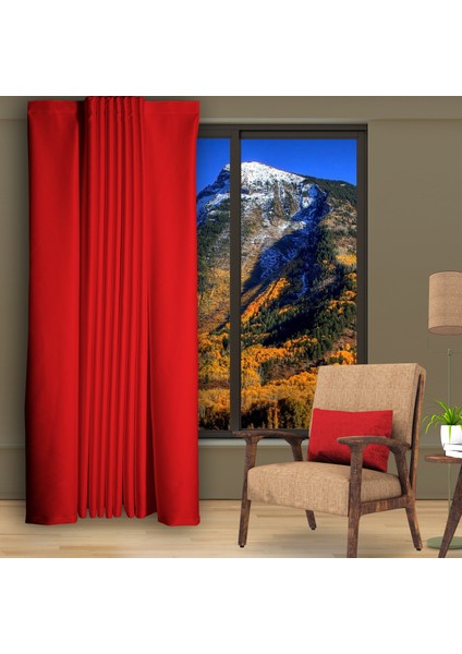 Blackout (Karartma) Fon Perde-Güneşlik Pilesiz Extraforlu Düz Dikim Kırmızı modelleri