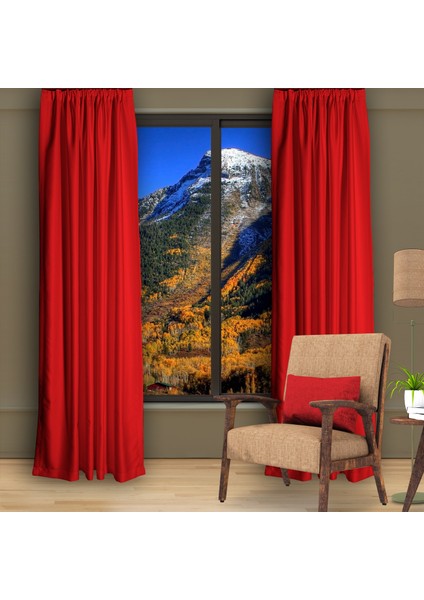 Blackout (Karartma) Fon Perde-Güneşlik Pilesiz Extraforlu Düz Dikim Kırmızı fiyatları