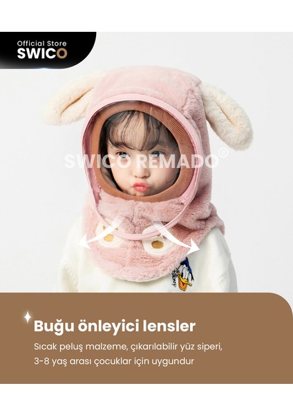Çocuklar Için Sevimli Kış Kapşonlu Şapka Eşarp - Gri (Yurt Dışından)