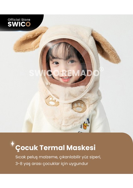 Çocuklar Için Sevimli Kış Kapşonlu Şapka Eşarp - Haki (Yurt Dışından)
