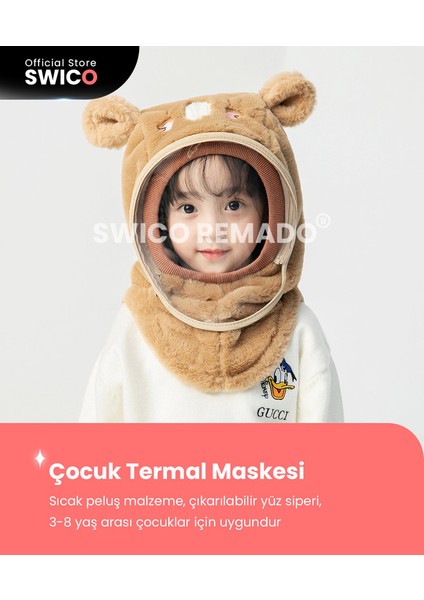 Çocuklar Için Sevimli Kış Kapşonlu Şapka Eşarp - Pembe (Yurt Dışından)