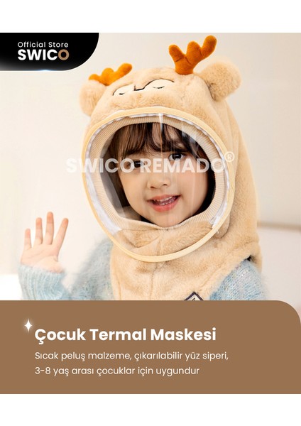 Çocuklar Için Sevimli Kış Kapşonlu Şapka Eşarp - Bej (Yurt Dışından)