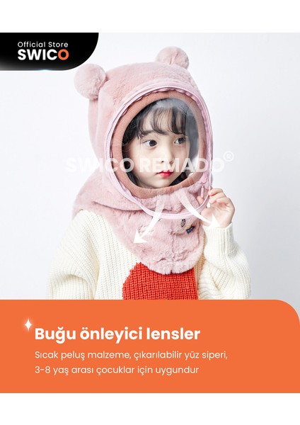 Çocuklar Için Sevimli Kış Kapşonlu Şapka Eşarp - Gri (Yurt Dışından)