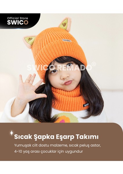 Çocuklar Sevimli Kışlık Şapka ve Eşarp Takımı - (Yurt Dışından)