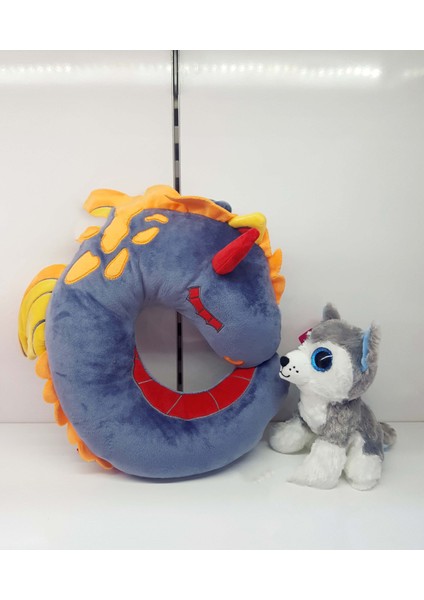 Oyun Arkadaş 20CM Oyuncak Sibirya Kurdu Kurt Köpek ve 35CM Dragon Ejderha Peluş Boyun Yastığı Yastık