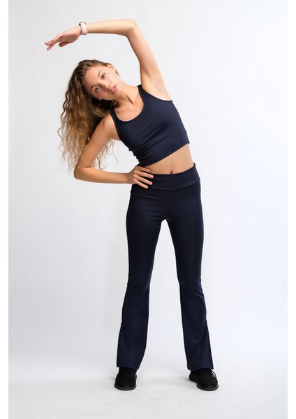Lacivert Kadın Fitilli Crop Top - Luna fırsatları