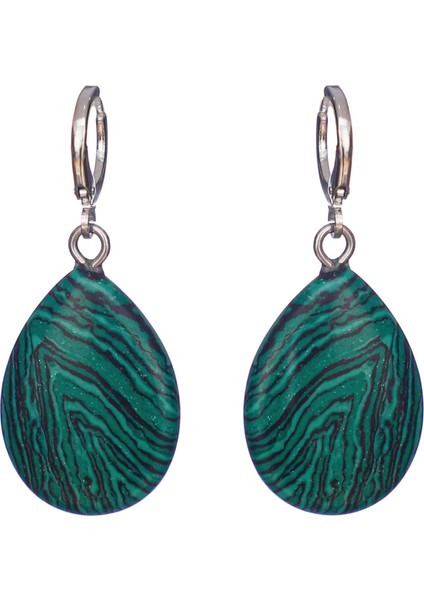 Doğaltaş Malahit Damla Model Küpe