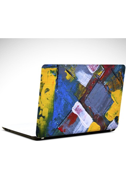 Sarı Beyaz Mavi Soyut Laptop Sticker
