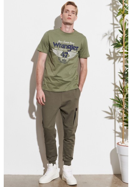 Regular Fit Normal Kesim %100 Pamuk Haki Jogger Eşofman Altı