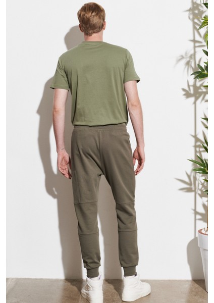 Regular Fit Normal Kesim %100 Pamuk Haki Jogger Eşofman Altı
