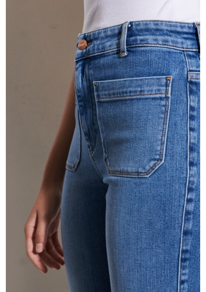 Flare Fit Yüksek Bel İspanyol Paça Esnek Jean Kot Pantolon