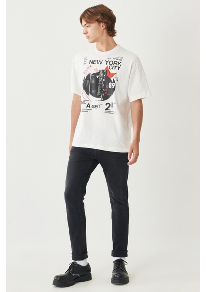 Erkek Loose Fit Pamuk Bisiklet Yaka Tişört fiyatları