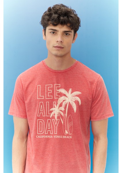 Lee Lightweight Graphic Erkek Yeşil Bisiklet Yaka Tişört