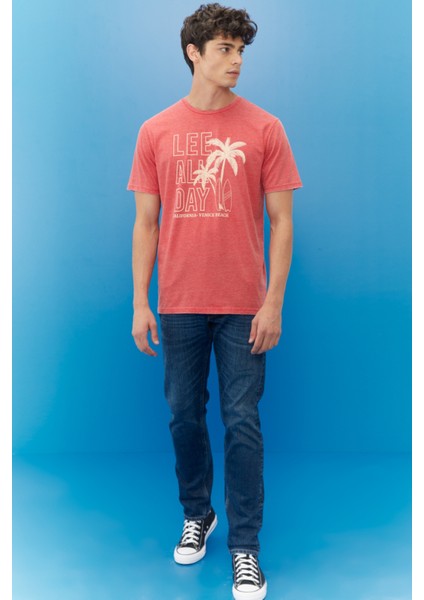 Lee Lightweight Graphic Erkek Yeşil Bisiklet Yaka Tişört modelleri