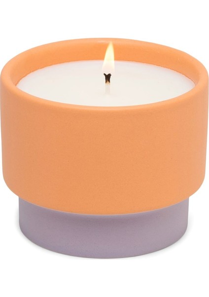 Color Block Dokulu Seramik Mum -Color Block 6 oz. Orange Ceramic Violet & Vanilla