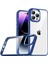 Caseworld Apple iPhone 14 Pro Kapak Metal Kamera Korumalı Arkası Şeffaf Silikon Kılıf - Lacivert 1